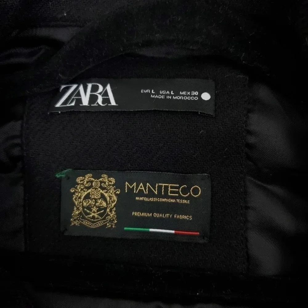 Zara Manteco Wool Black Oversized Shacket Size L